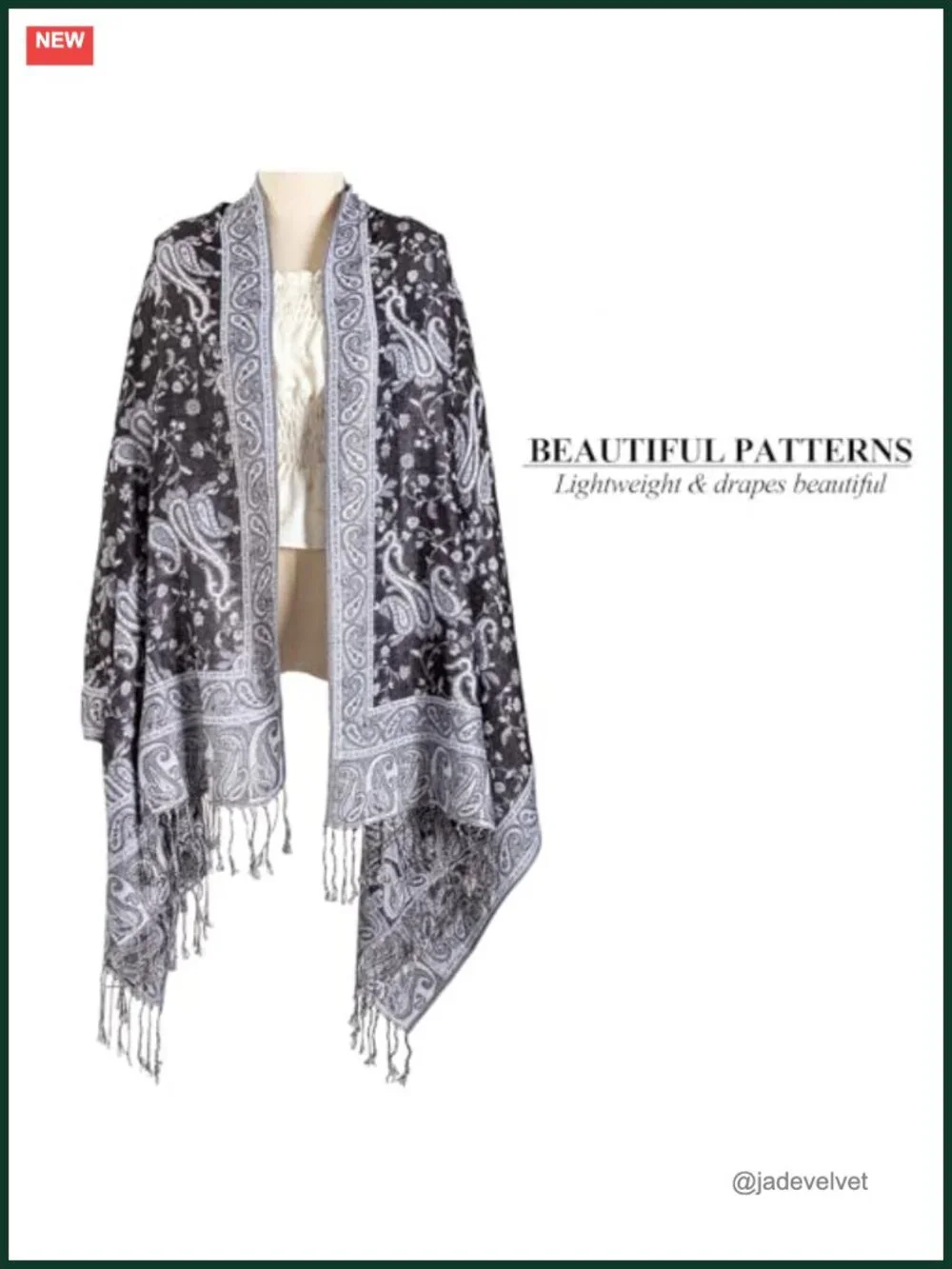 Pashmina Feel Reversible Wrap Scarf for Women Men